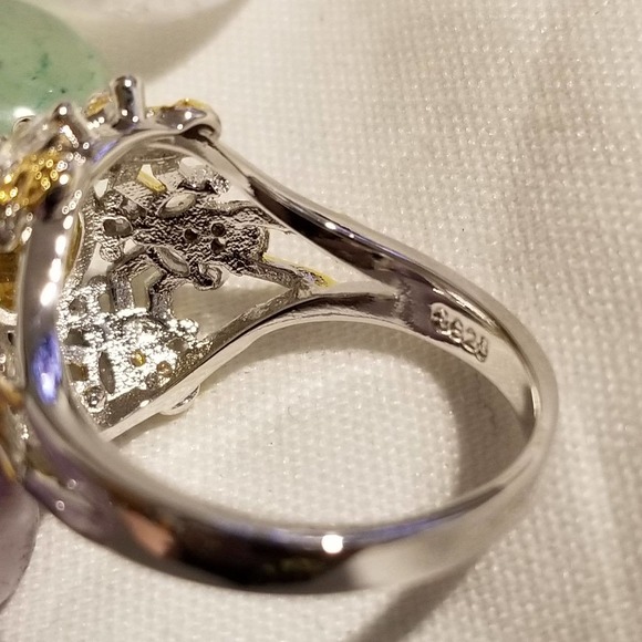 *Vintage Citrine Flower Two-tone Ring - Picture 6 of 6